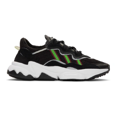 Shop Adidas Originals Black Ozweego Sneakers In Black/green