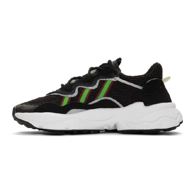 Shop Adidas Originals Black Ozweego Sneakers In Black/green