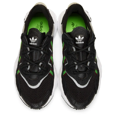 Shop Adidas Originals Black Ozweego Sneakers In Black/green