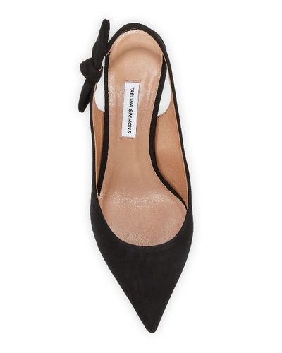 Shop Tabitha Simmons Rise Suede Slingback Bow Pumps In Black