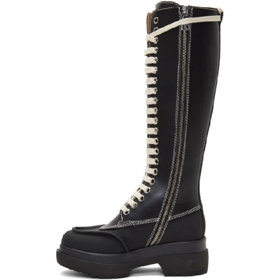 Shop Mm6 Maison Margiela Black Tall Combat Boots In T8013 Black