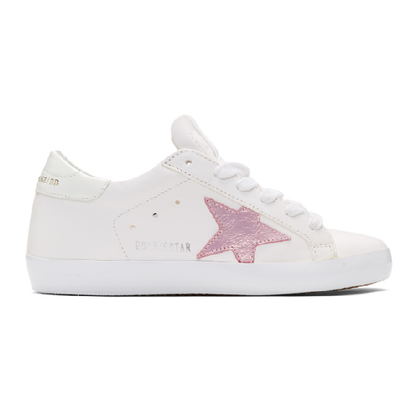 golden goose white & pink superstar sneakers