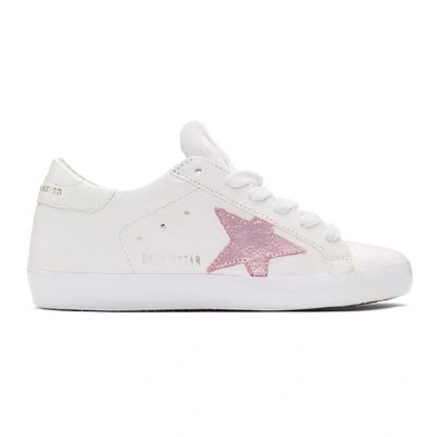 Shop Golden Goose White & Pink Superstar Sneakers