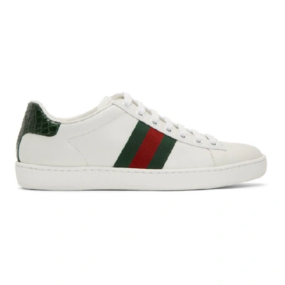 Shop Gucci White Ace Sneakers In 9071 White