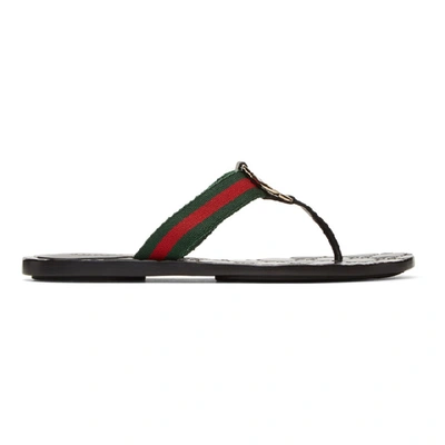 Shop Gucci Black Gg Thong Sandals In 8476 Black