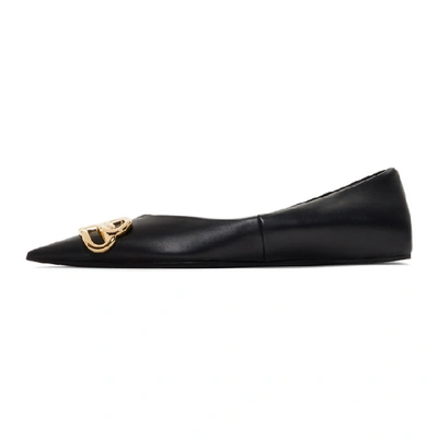 Shop Balenciaga Black Bb Lux Ballerina Flats