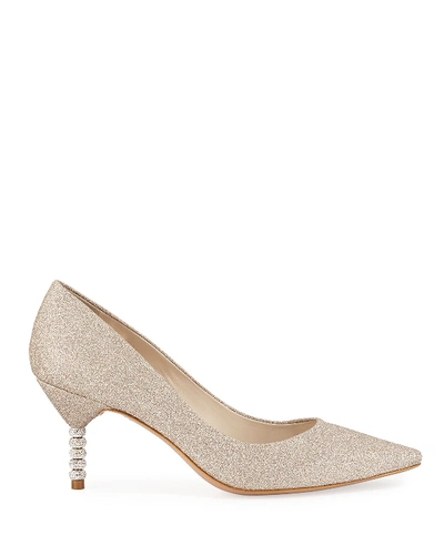 Shop Sophia Webster Coco Glitter Crystal-heel Pumps In Champagne