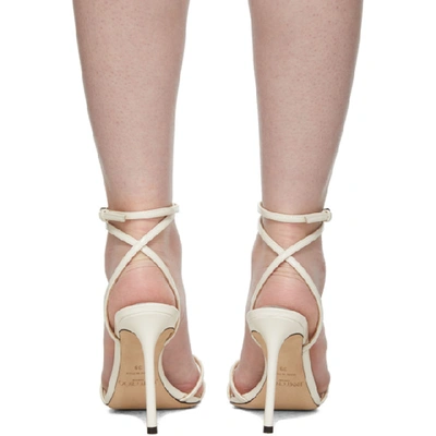 Shop Jimmy Choo White Patent Mimi 100 Sandals In Latte