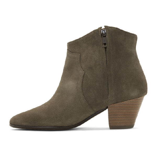 Isabel Marant Olive Suede Dicker Ankle Boots In Taupe | ModeSens