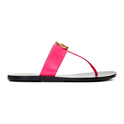 Shop Gucci Pink Gg Thong Sandals