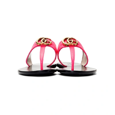 Shop Gucci Pink Gg Thong Sandals