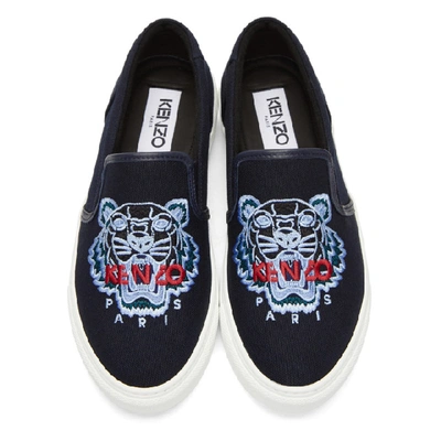 Shop Kenzo Navy Tiger K-skate Slip-on Sneakers