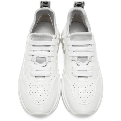 Shop Miu Miu White Patent Run Sneakers