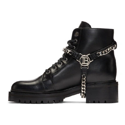 Shop Balmain Black Silver B Harness Ranger Boots In 0pa Black