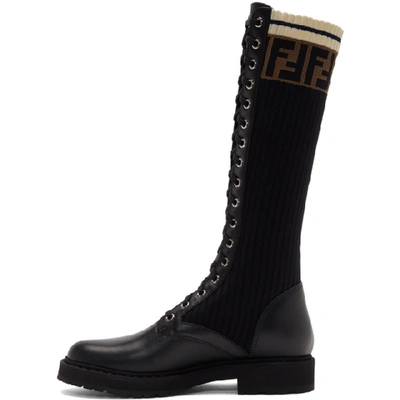 Shop Fendi Black Tall Rockoko Combat Boots