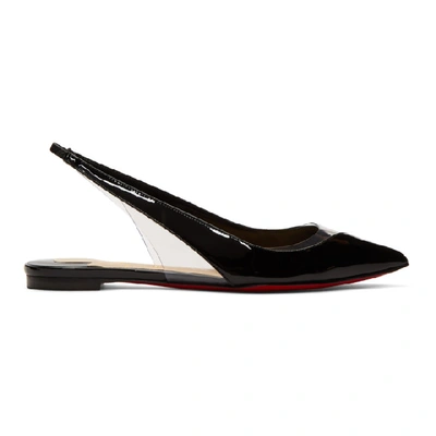 Shop Christian Louboutin Black Patent V Dec Slingback Ballerina Flats In Bk01 Black