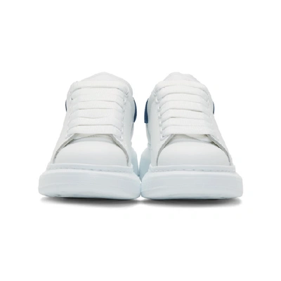 Shop Alexander Mcqueen White & Blue Oversized Trainers In White/blue