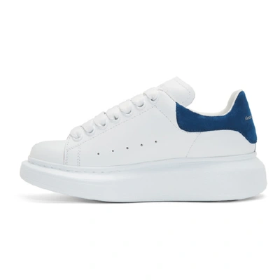 Shop Alexander Mcqueen White & Blue Oversized Trainers In White/blue