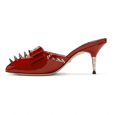 Shop Gucci Red Spike Sade Heels In 6433 Red