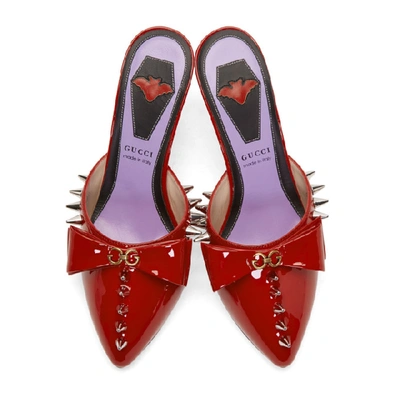 Shop Gucci Red Spike Sade Heels In 6433 Red