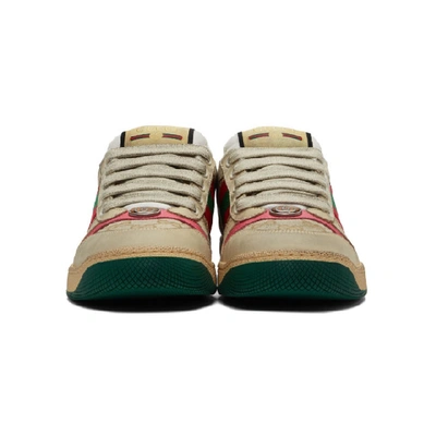 Shop Gucci White And Pink Gg Screener Sneakers In 9665 Pink
