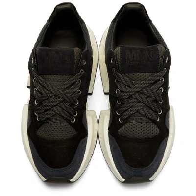 Shop Mm6 Maison Margiela Black And Navy Flare Sneakers In H7152 Black