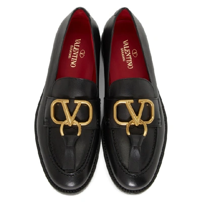 Shop Valentino Black  Garavani Vring Loafers In 0no Black