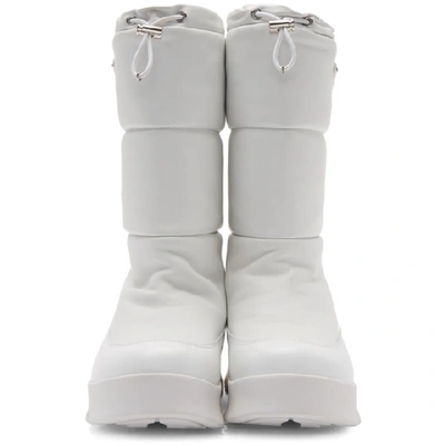 Shop Prada White Leather Moon Boots