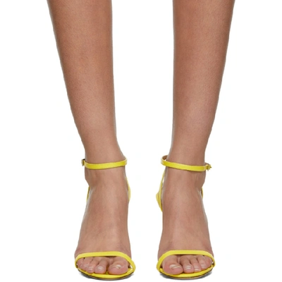 Shop Jimmy Choo Yellow Leather Minny 85 Sandals In Fluo Yellow