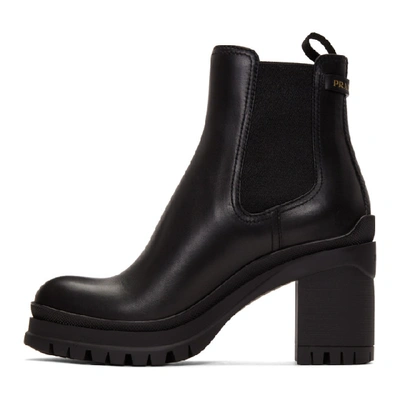 Shop Prada Black Heeled Chelsea Boots