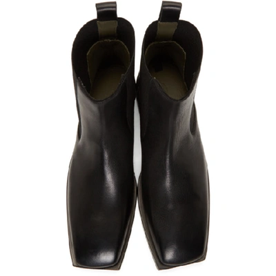 Shop Rick Owens Black Flat Square Toe Boots In 09 Black