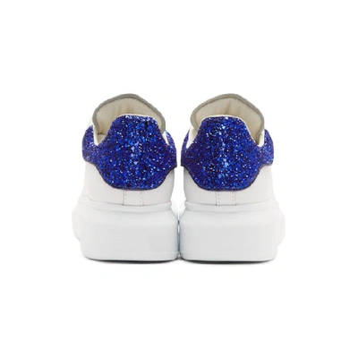 Shop Alexander Mcqueen White And Blue Glitter Oversized Sneakers In 9852 Wh/bl