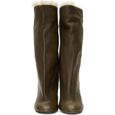 Shop Isabel Marant Khaki Shearling Lakfee Boots In 67ki Khaki