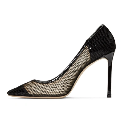 Shop Jimmy Choo Black Mesh Romy 100 Heels