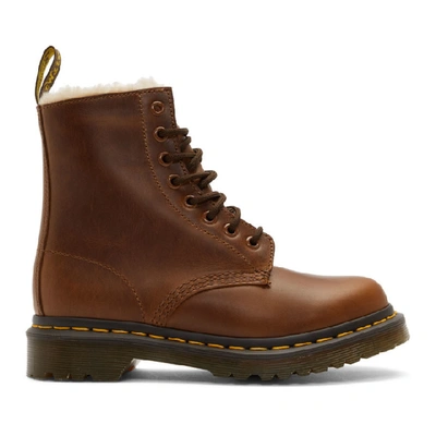 Shop Dr. Martens' Dr. Martens Brown 1460 Fur Serena Boots In Butterscotc