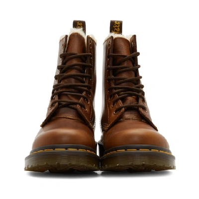 Shop Dr. Martens Brown 1460 Fur Serena Boots In Butterscotc