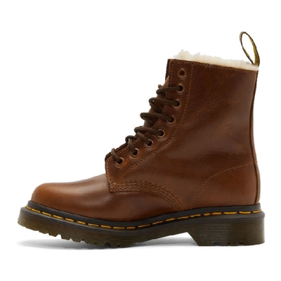 Shop Dr. Martens Brown 1460 Fur Serena Boots In Butterscotc