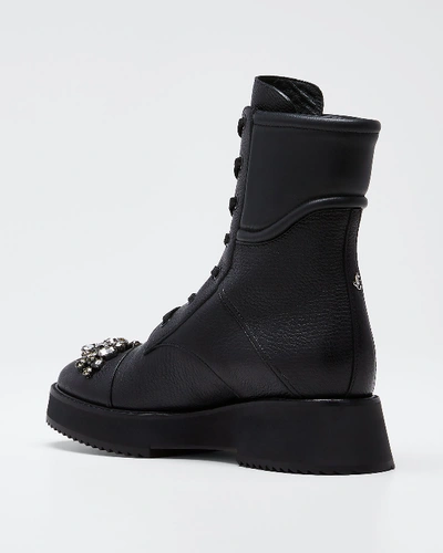 Shop Jimmy Choo Bren Lace-up Booties With Crystals In Black/silver