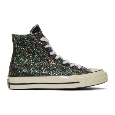 Shop Jw Anderson Black And White Converse Edition Glitter Chuck 70 High Sneakers In Black/white