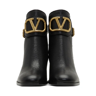 Shop Valentino Black  Garavani Vlogo Ankle Boots