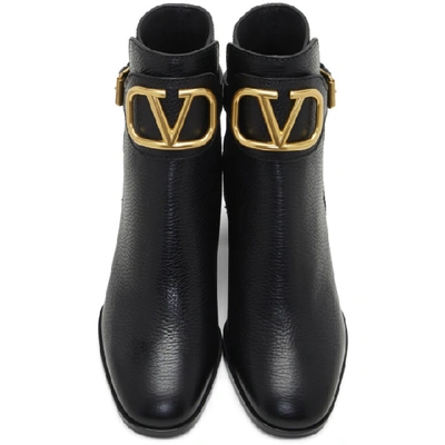 Shop Valentino Black  Garavani Vlogo Ankle Boots