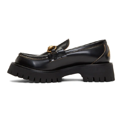 Shop Gucci Black Leather Lug Sole Loafers In 1000 Black