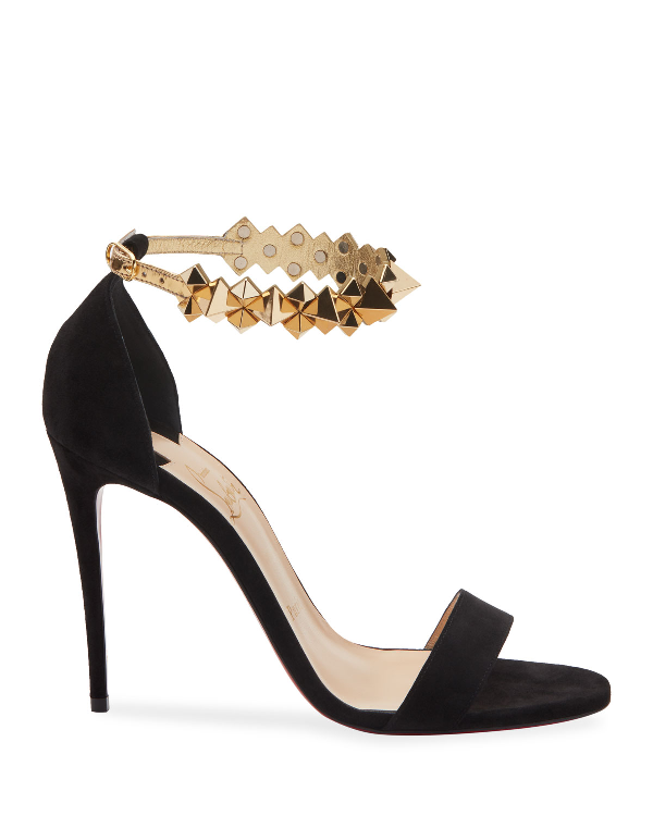 Christian Louboutin Planetava 100 Studded Suede And Leather Sandals In ...