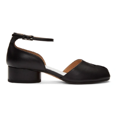 Shop Maison Margiela Black Tabi Ankle Strap Heels