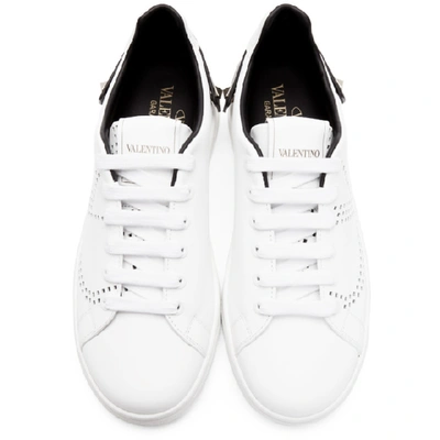 Shop Valentino White & Black  Garavani Vlogo Backnet Trainers