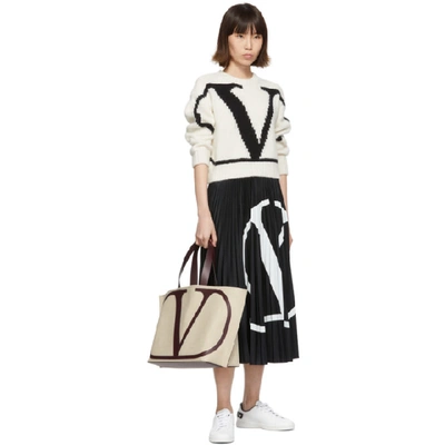 Shop Valentino White & Black  Garavani Vlogo Backnet Sneakers