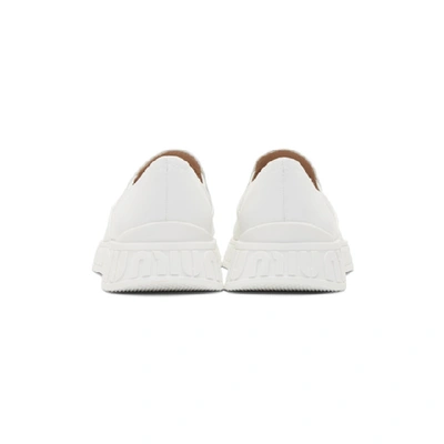Shop Miu Miu White Toe Cap Embossed Slip-on Sneakers