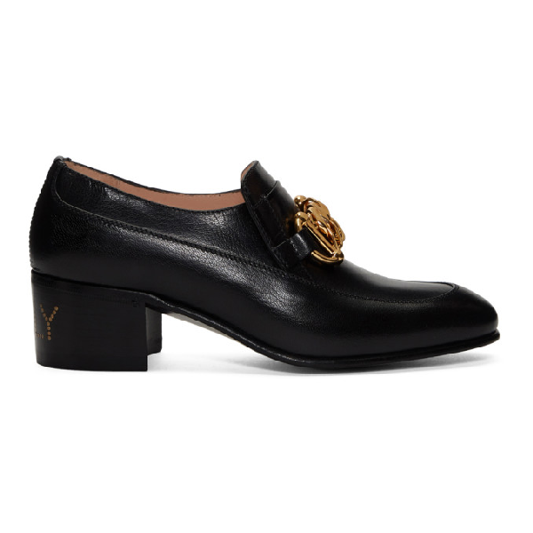 gucci women's black leather loafers
