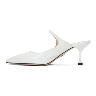 Shop Prada White Leather Mules