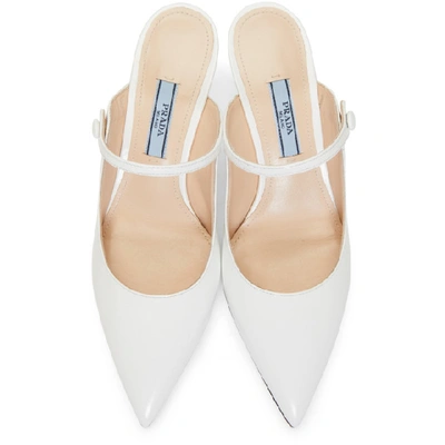 Shop Prada White Leather Mules